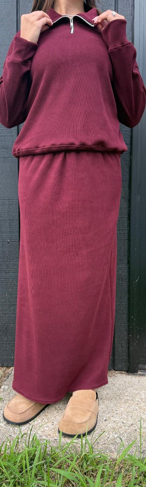 Waffle Zip L/S Set